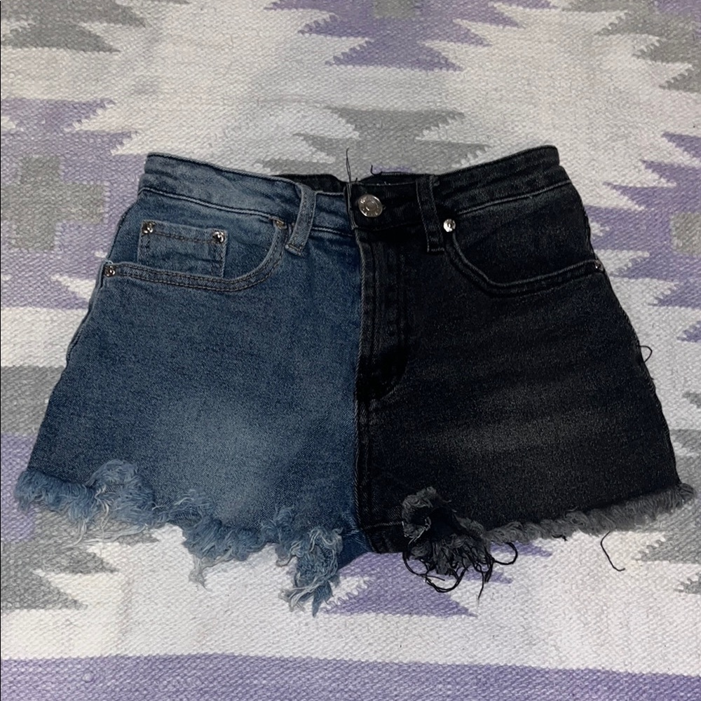 Two-Tone Denim Shorts